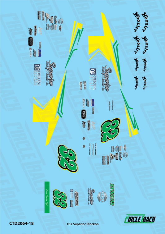 Circle Track Decals #32 Superior Stockon Sprint Car 1:18