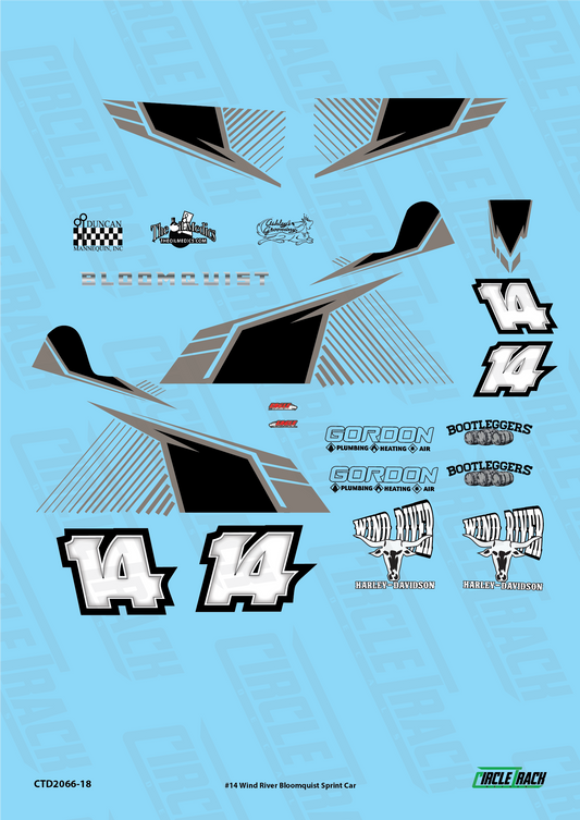 Circle Track Decals #14 Wind River Bloomquist Sprint Car 1:18