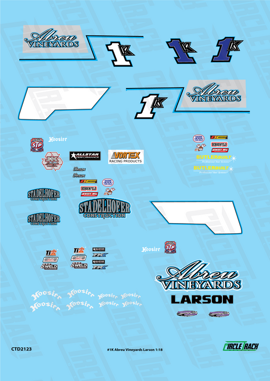 Circle Track Decals #1K Abreu Vineyards Larson Sprint Car 1:18