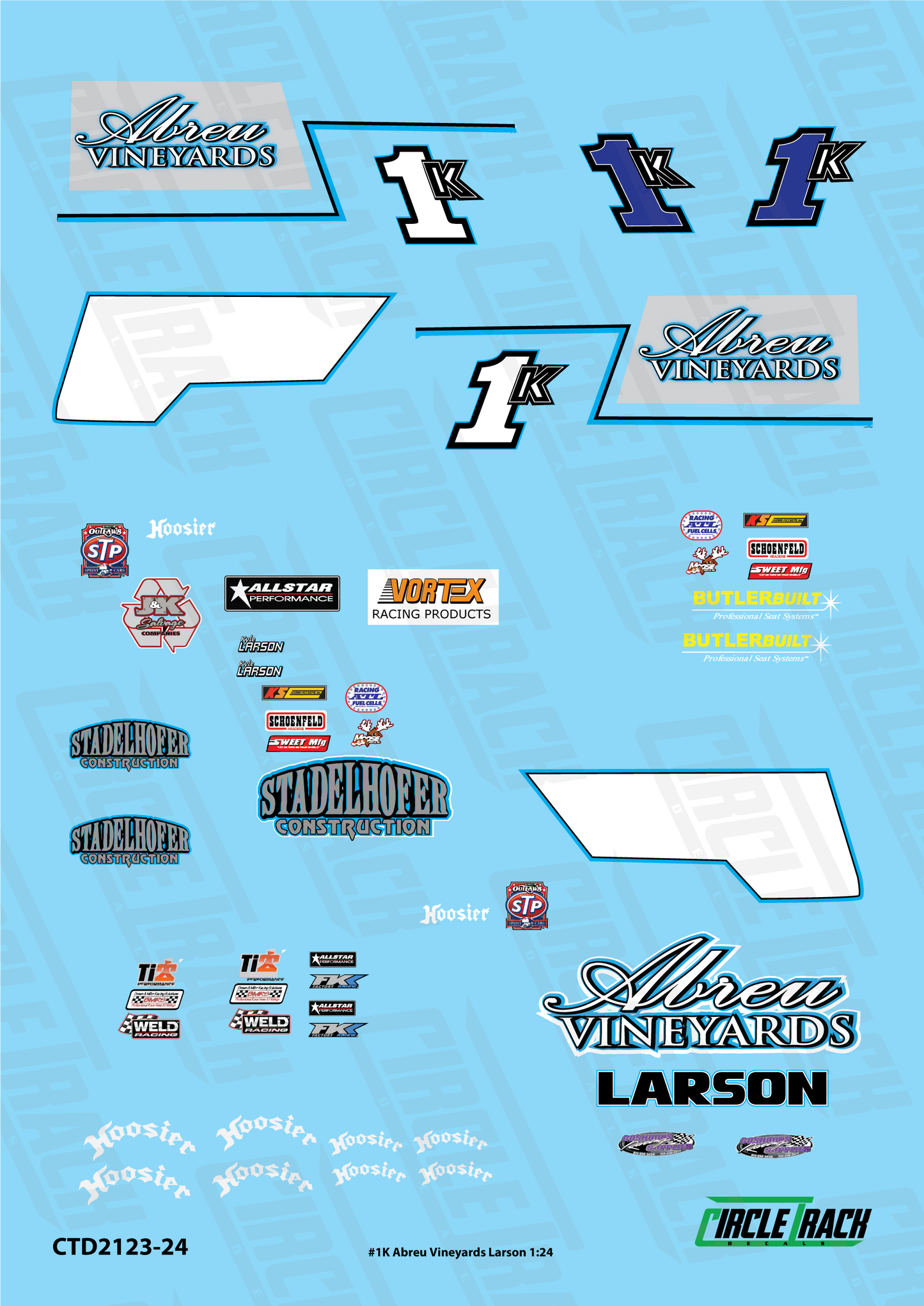 Circle Track Decals #1K Abreu Vineyards Larson Sprint Car 1:24 Decal Set