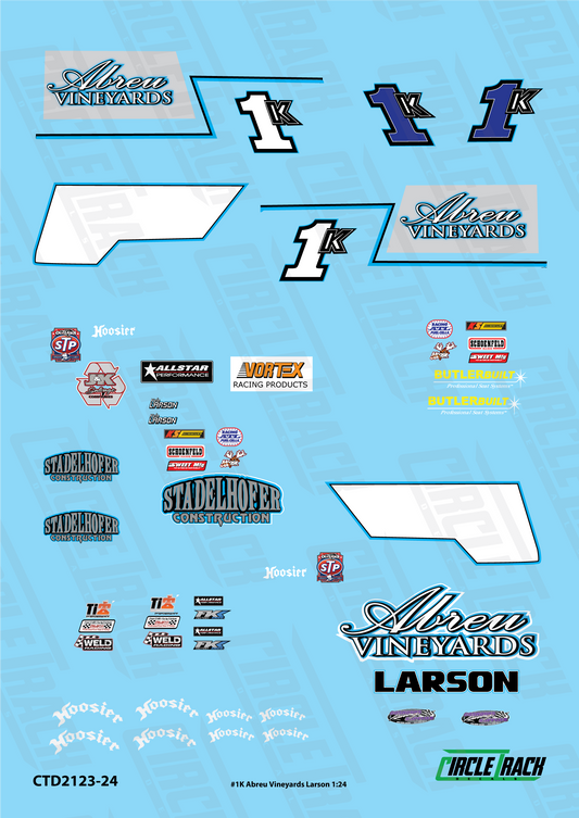 Circle Track Decals #1K Abreu Vineyards Larson Sprint Car 1:24 Decal Set