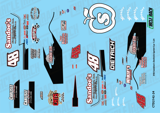 Circle Track Decals #48 Sandoe's Deitrich Sprint Car 1:24