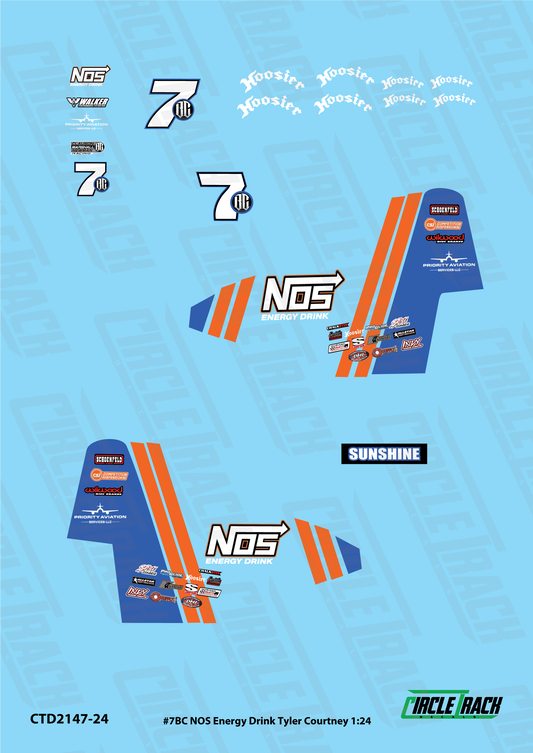 Circle Track Decals #7BC NOS Energy Drink Tyler Courtney Sprint Car 1:24 Decal Set