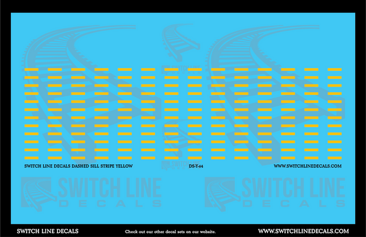 S Scale Yellow Dashed Sill Stripes Decal Set