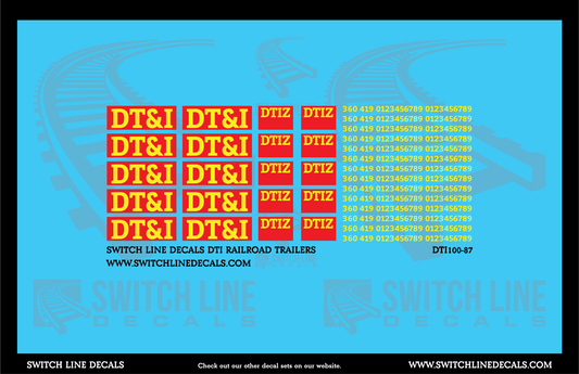 HO Scale DTI Railroad Trailers Decal Set