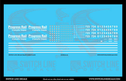 O Scale Black EMDX T4 ACE Locomotive Decal Set