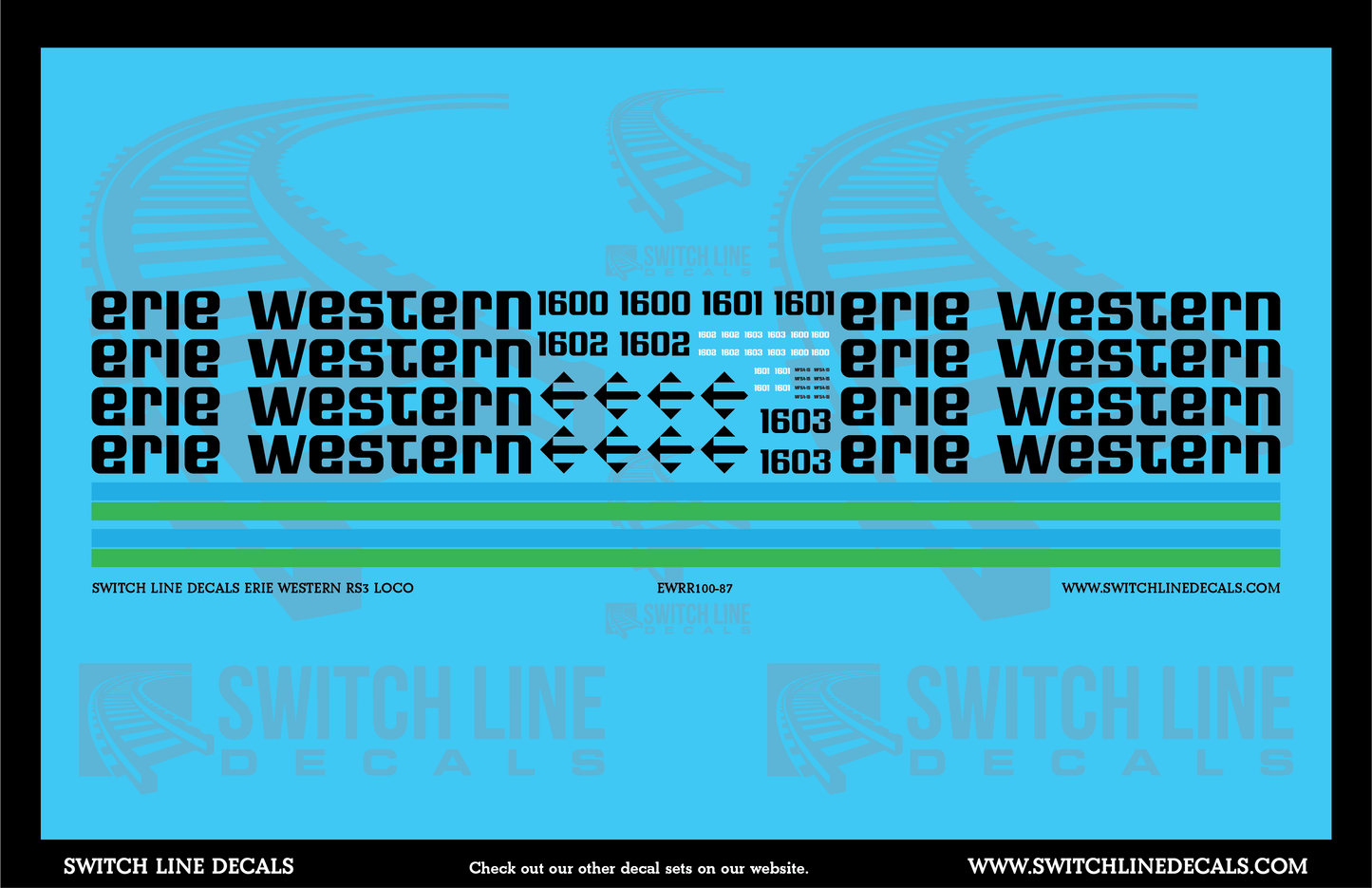 HO Scale Erie Western RS3 Locomotive Decal Set