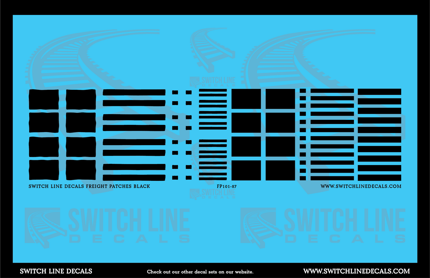 HO Scale Black Freight Patches Decal Set