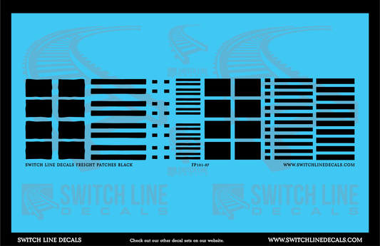 HO Scale Black Freight Patches Decal Set