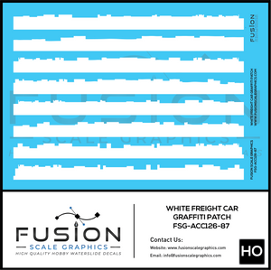 HO Scale White Freight Car Graffiti Paint Patch Out Decal Set