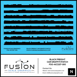 N Scale Black Freight Car Graffiti Paint Patch Out Decal Set