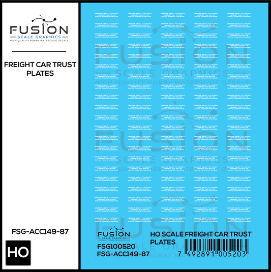 HO Scale Freight Car Trust Plates White Decal Set
