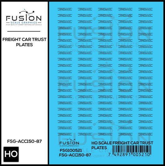 HO Scale Freight Car Trust Plates Black Decal Set