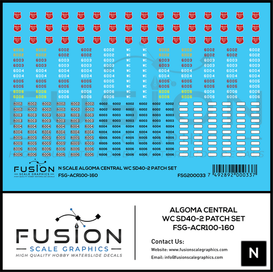 N Scale Wisconsin Central WC ex Algoma Central EMD SD40-2 Locomotive Stencil Patch Decal Set