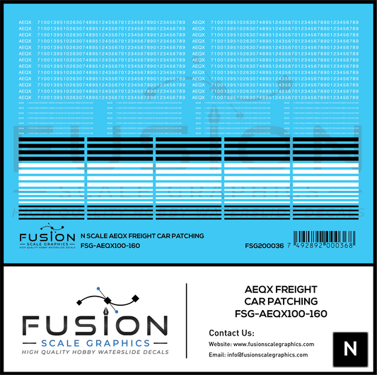 N Scale AEQX Freight Car Patching Decal Set
