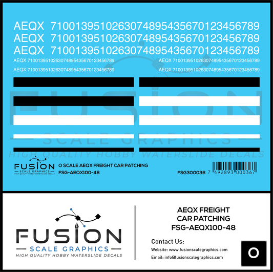 O Scale AEQX Freight Car Patching Decal Set