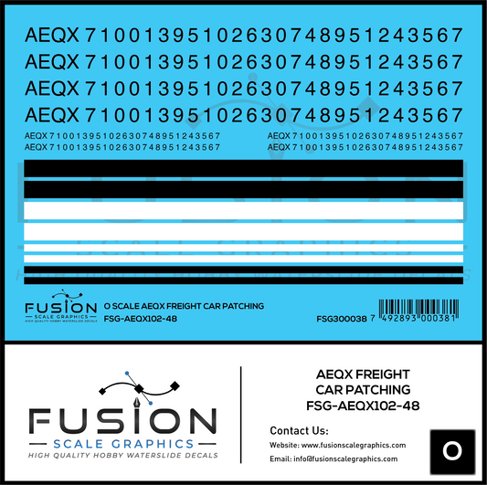 O Scale AEQX Black Freight Car Patching Decal Set