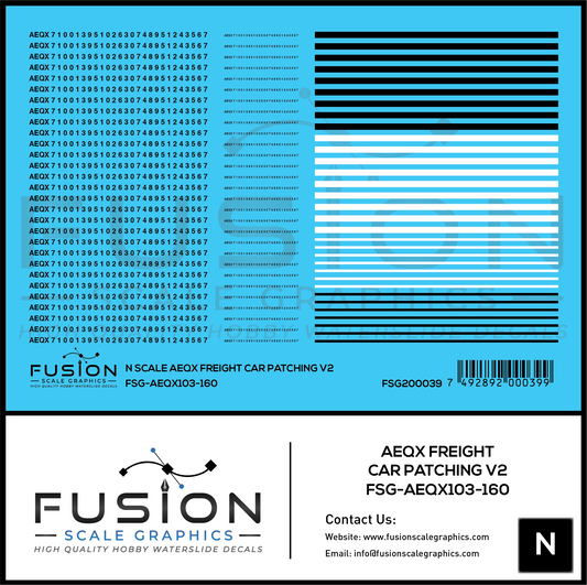 N Scale AEQX Black Freight Car Patching Decal Set V2