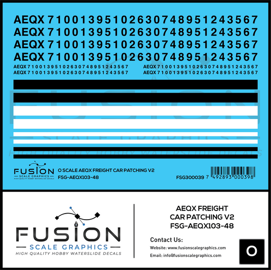 O Scale AEQX Black Freight Car Patching Decal Set V2