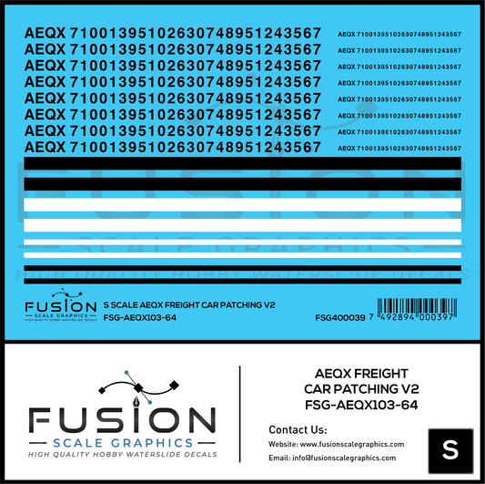 S Scale AEQX Black Freight Car Patching Decal Set V2
