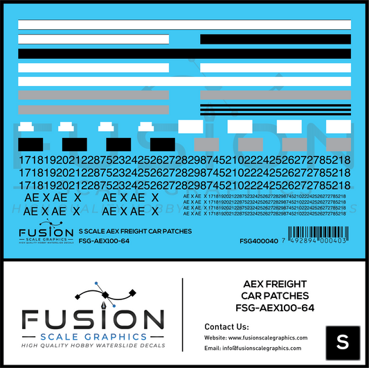 S Scale AEX Freight Car Patches Decal Set