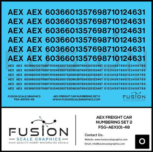 O Scale AEX Freight Car Patch Decal Set Font 1 Black