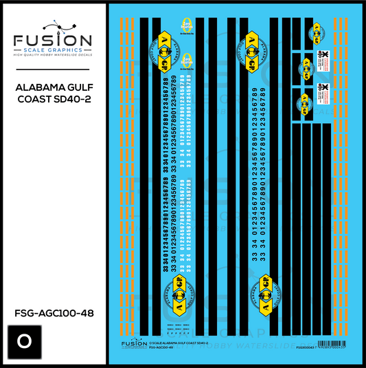 O Scale Alabama Gulf Coast EMD SD40-2 Locomotive Decal Set