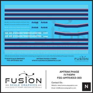 N Scale Amtrak Phase IV F40PH Locomotive Decal Set