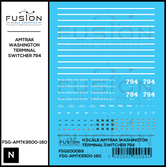 N Scale Amtrak Washington Terminal 794 SW1000 Decal Set