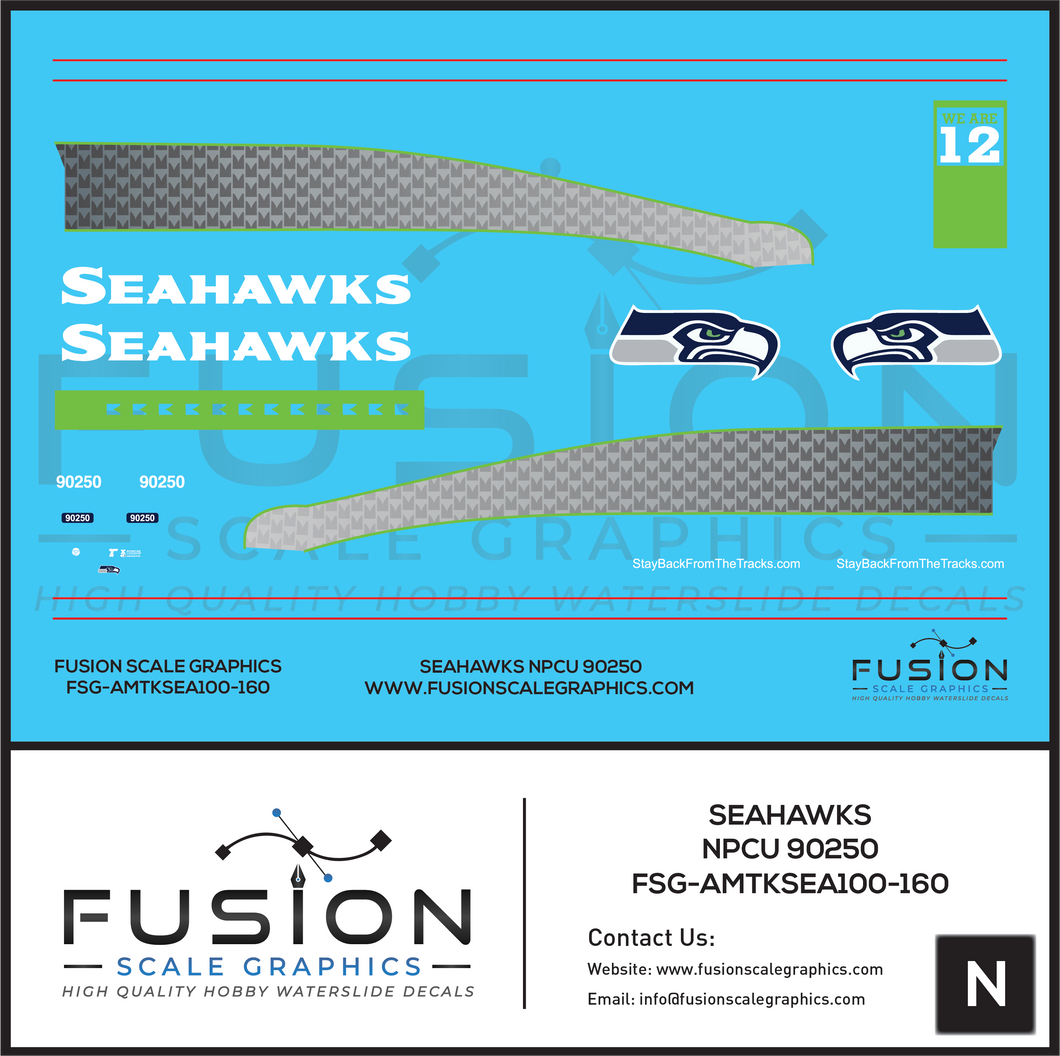 N Scale Seahawks 90250 NPCU Cabbage Car Wrap Decal Set