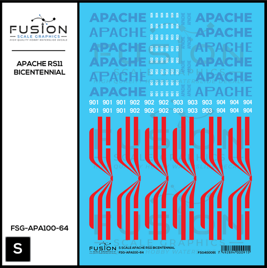 S Scale Apache Bicentennial RS11 Locomotive Decal Set