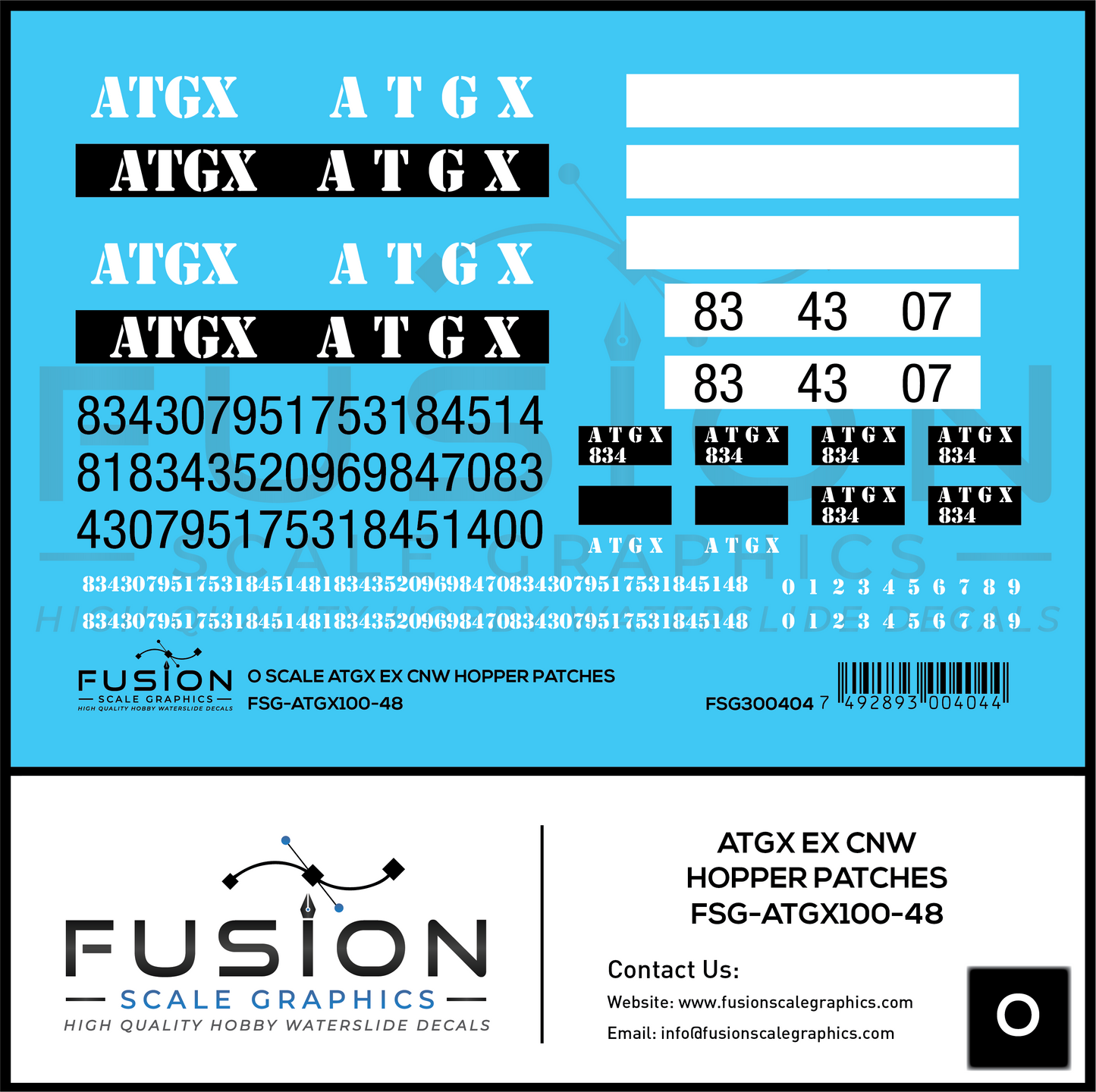 O Scale ATGX Ex CNW Hopper Patches Decal Set