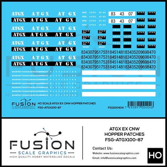 HO Scale ATGX Ex CNW Green Hopper Patching Decal Set