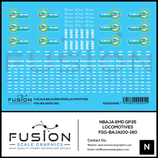 N Scale BAJA GP35 Locomotives Decal Set