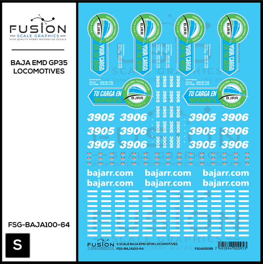 S Scale BAJA GP35 Locomotives Decal Set