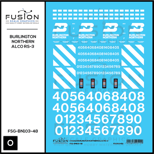 O Scale Burlington Northern Alco RS3 Locomotive Decal Set