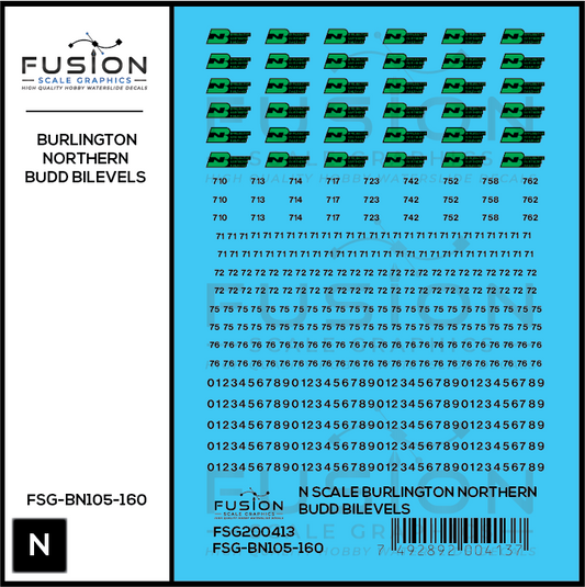 N Scale Burlington Northern Budd Bilevels Decal Set