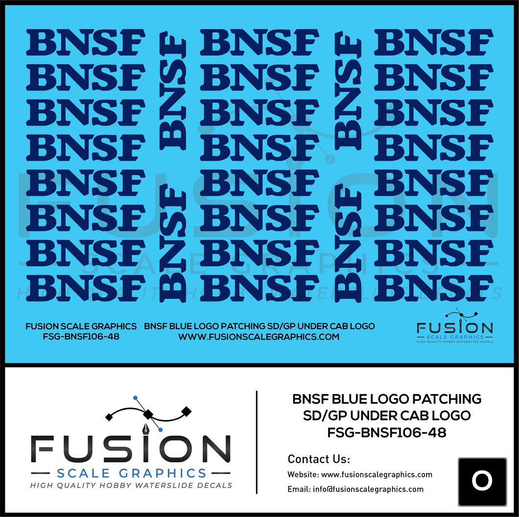 O Scale BNSF Blue Logo Locomotive Patching Decal Set