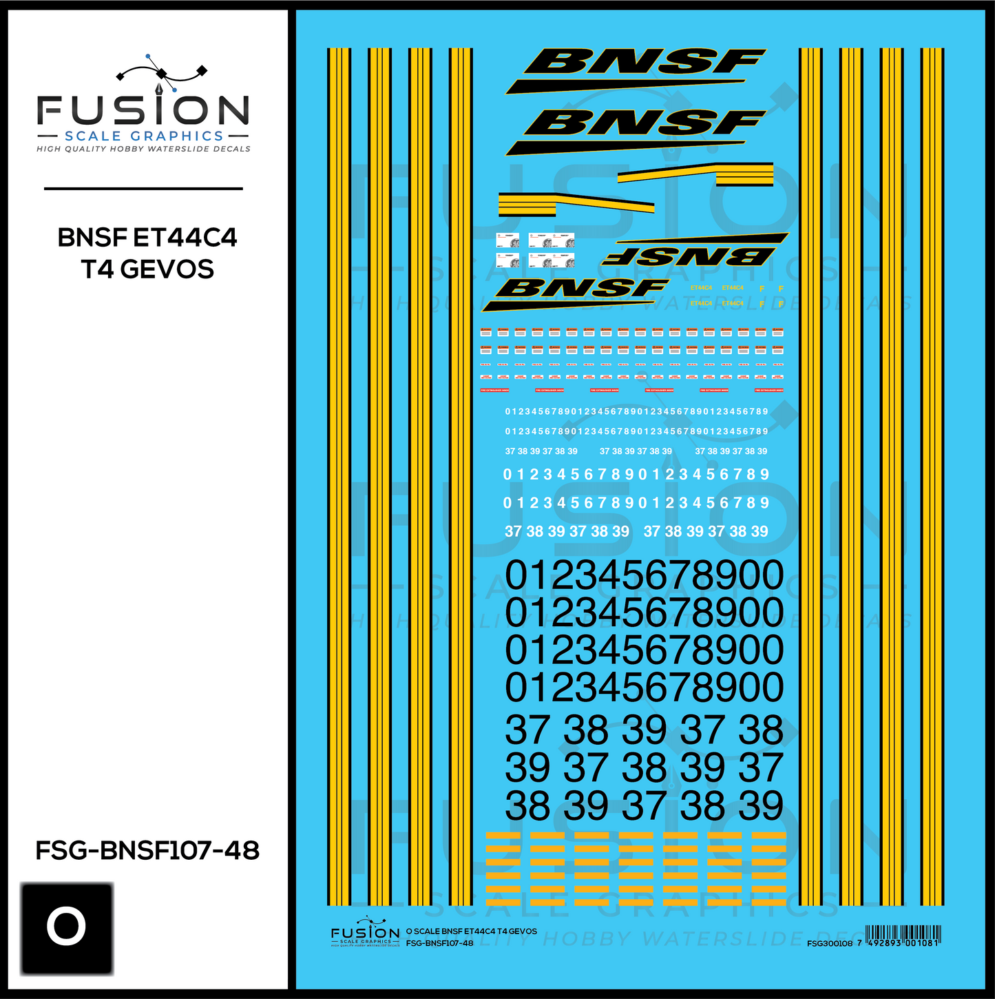 O Scale BNSF Railway GE ET44C4 Tier 4 GEVO Locomotives Decal Set