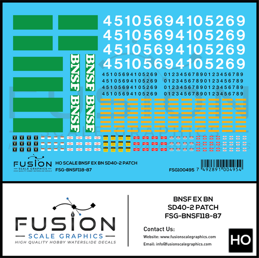 HO Scale BNSF Ex BN EMD SD40-2 Locomotive Patching Decal Set