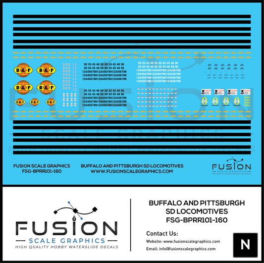 N Scale Buffalo and Pittsburgh EMD SD40's and SD45's Locomotives Decal Set