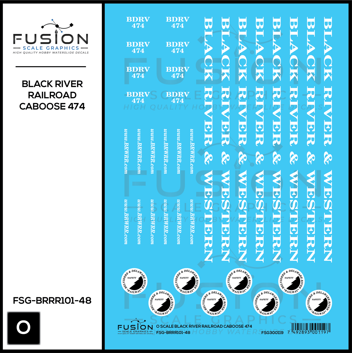 O Scale Black River Railroad Caboose 474 Decal Set