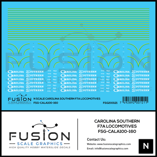 N Scale Carolina Southern EMD F7 Locomotives Decal Set