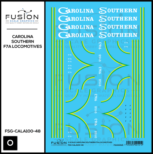 O Scale Carolina Southern EMD F7 Locomotives Decal Set