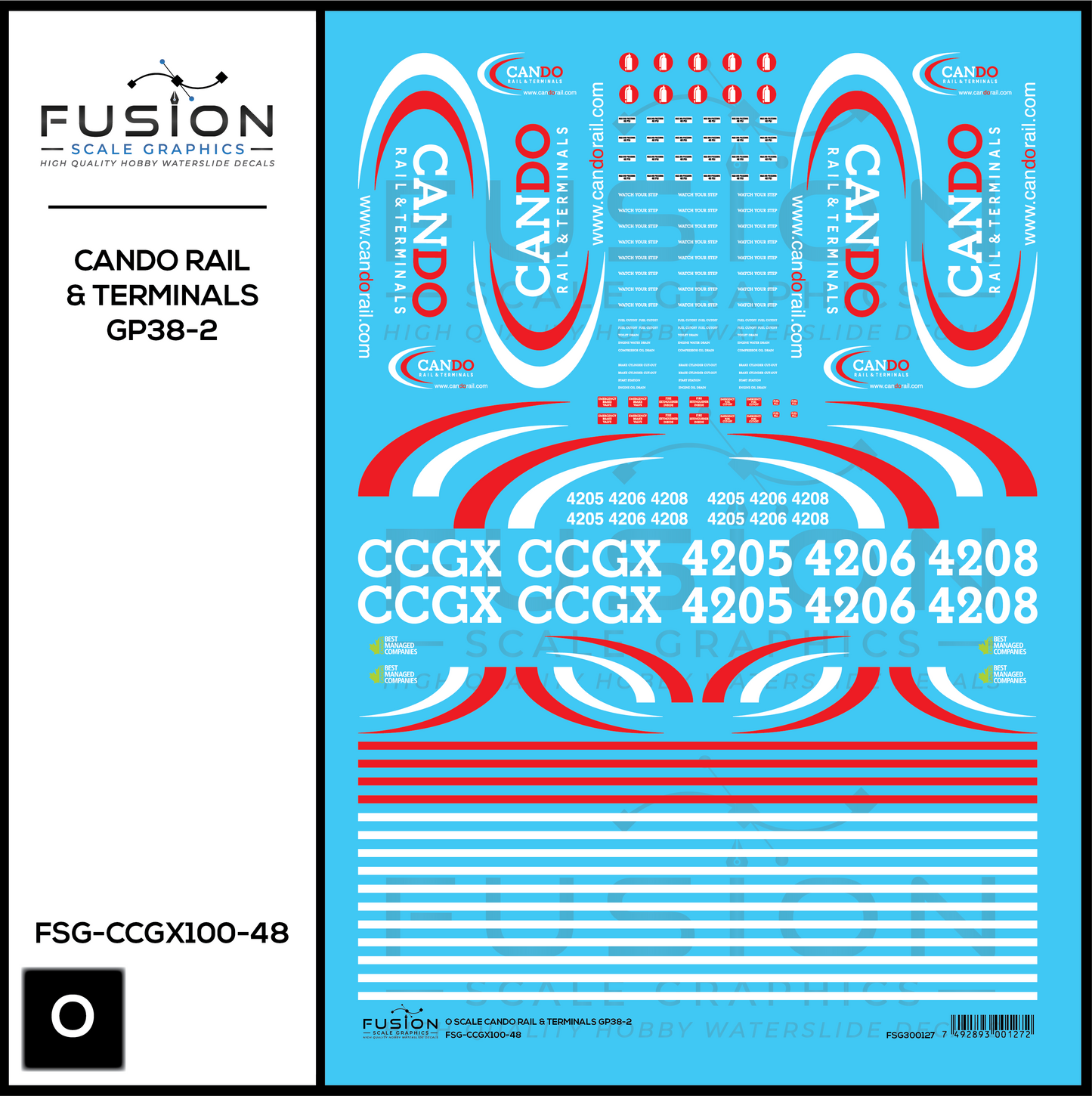 O Scale Cando Rail and Terminals EMD GP38-2 Locomotives Decal Set