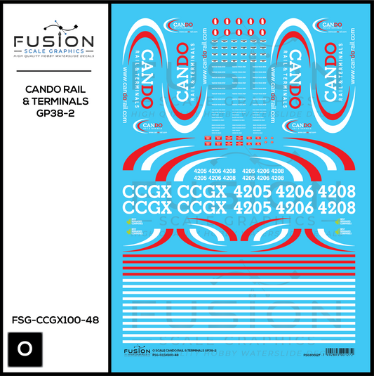 O Scale Cando Rail and Terminals EMD GP38-2 Locomotives Decal Set