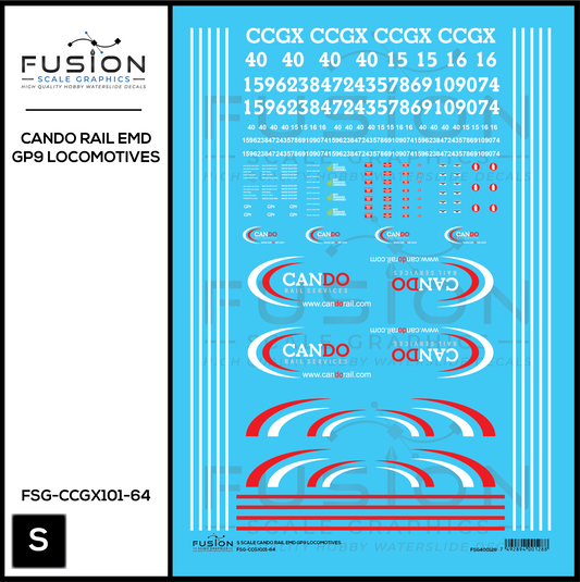 S Scale Cando Rail EMD GP9 Locomotives Decal Set