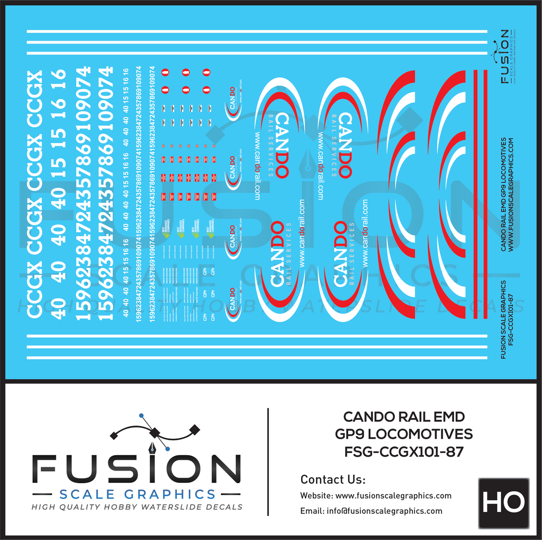 HO Scale Cando Rail EMD GP9 Locomotives Decal Set