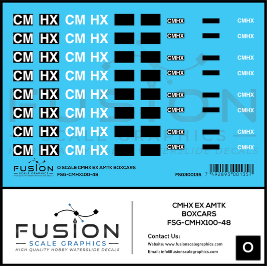 O Scale CMHX Ex Amtrak Boxcars Decal Set