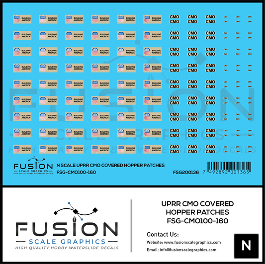 N Scale UPRR CMO Covered Hopper Patches Decal Set